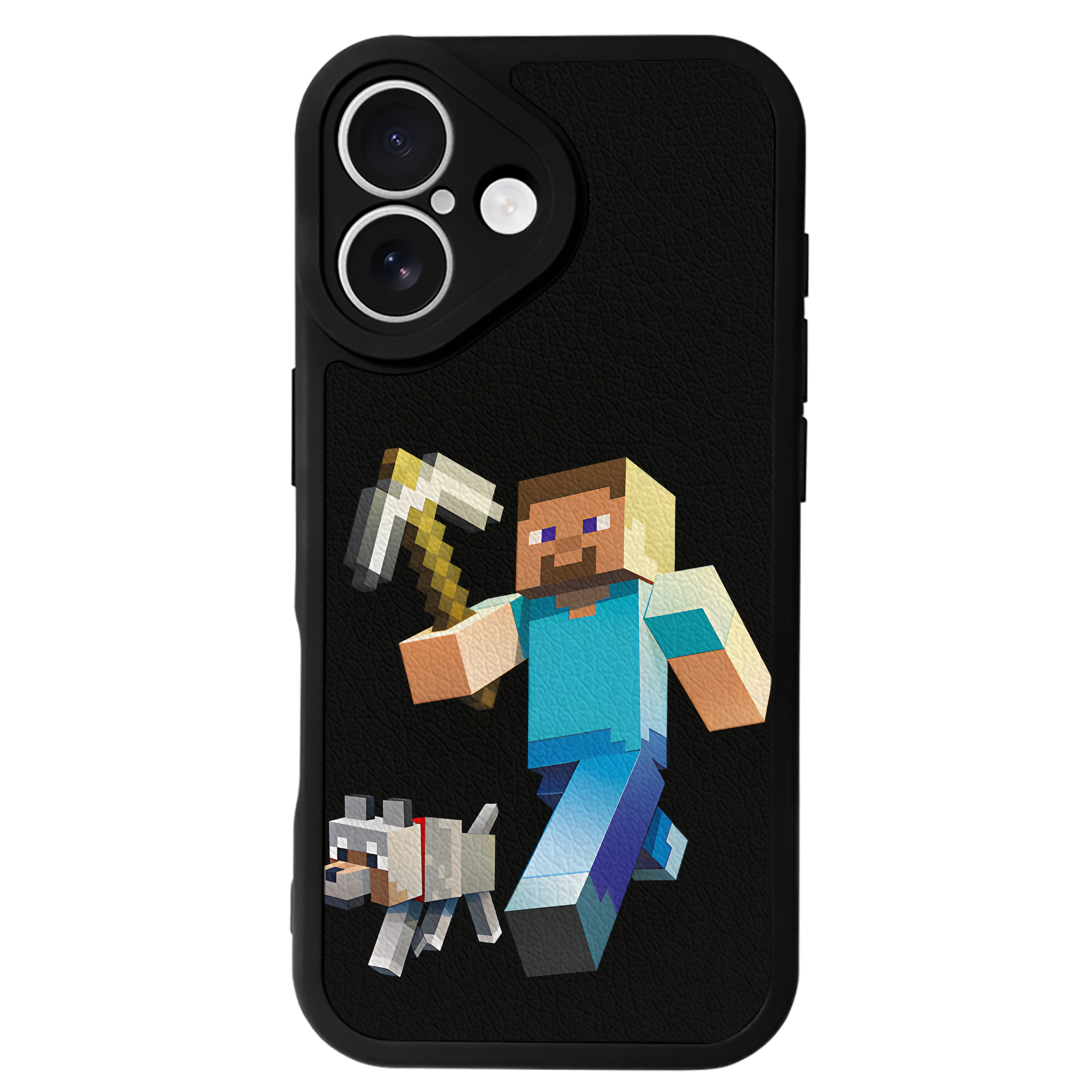 （画像用） マインクラフト ブロックの世界 Minecraft MC Block world 【iPhone 16シリーズ対応】シリコンスマホケース（レザー調） 材質：シリコン